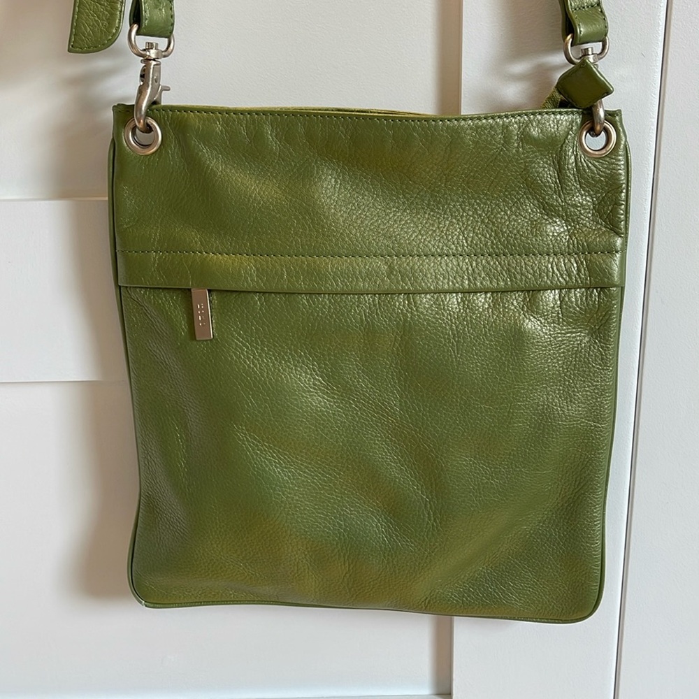 Hobo International crossbody bag, metallic green. 12”Wx12”H
